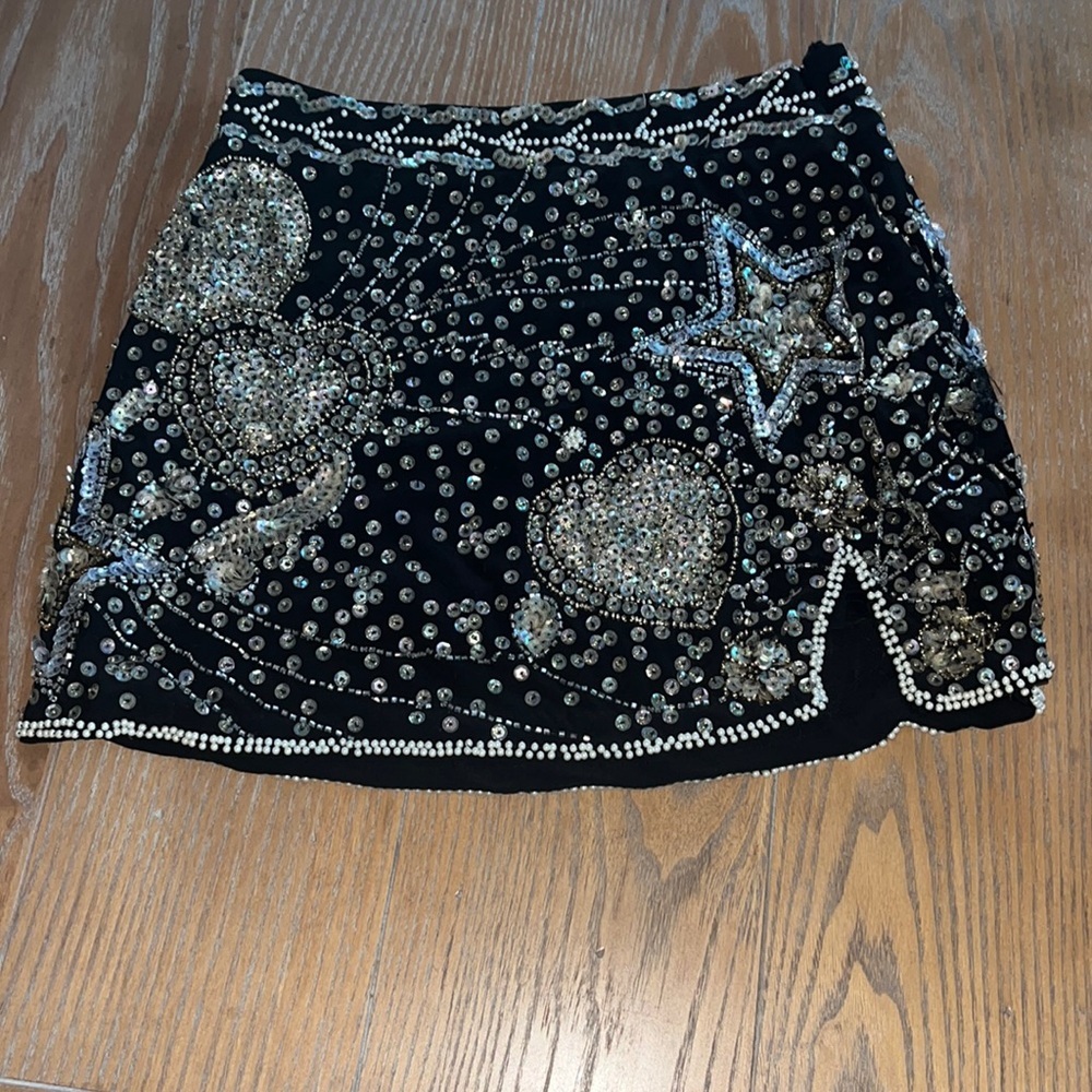 LoveShackFancy Lani Sequined Embellished Crepe Mini Skirt - Picture 2 of 7